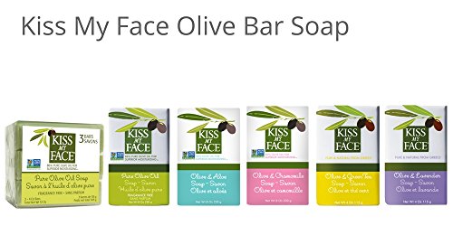 Parfum frais et léger du savon Kiss My Face Olive Aloe.