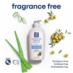 Kiss My Face sans parfum, emballage et etiquette, accessoire durable pour rasage.