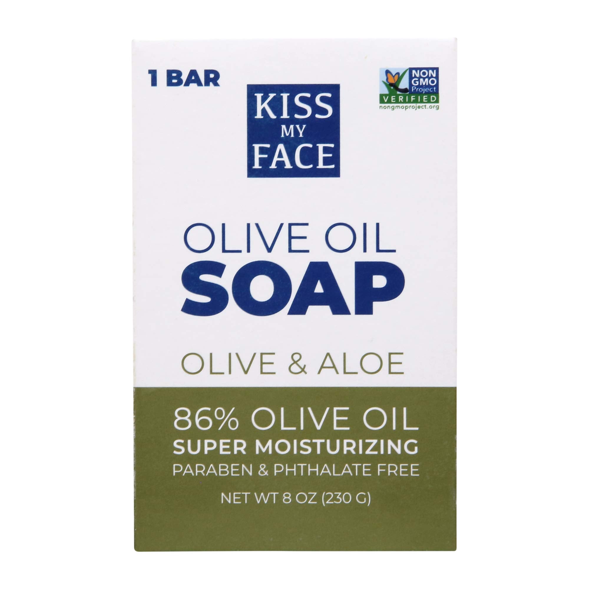 Savon Kiss My Face à l'huile d'olive et Aloe Vera – hydratation naturelle.