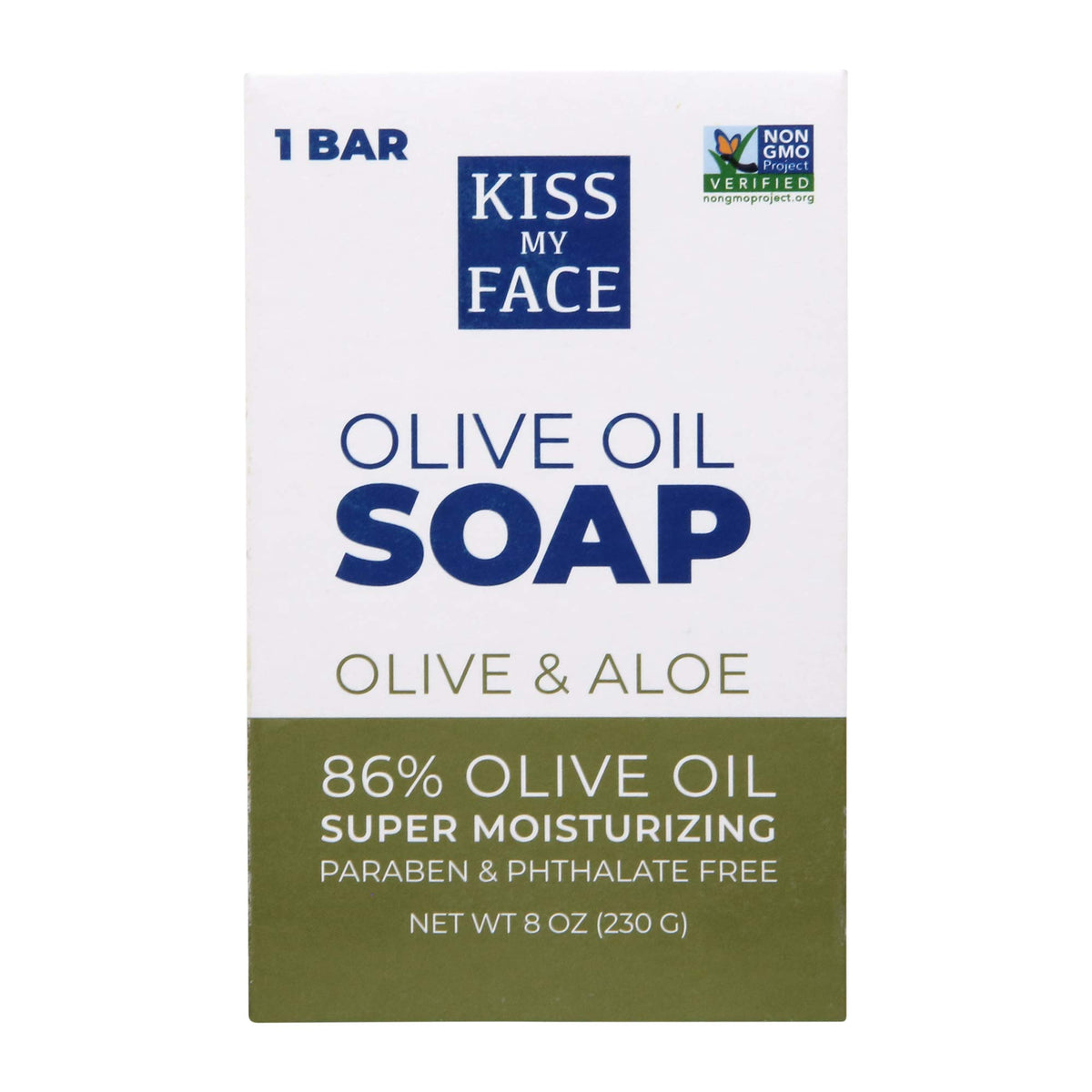 Savon Kiss My Face à l'huile d'olive et Aloe Vera – hydratation naturelle.
