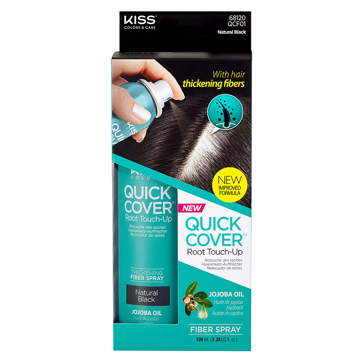 KISS Quick Cover Spray racines noir naturel pour couverture rapide des racines.
