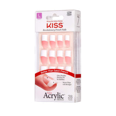 Kiss Salon Acrylique à la française 28 ongles application rapide – pose simple et confortable.