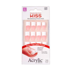 Kiss Salon Acrylique à la française 28 ongles détail – finition nette et durable.