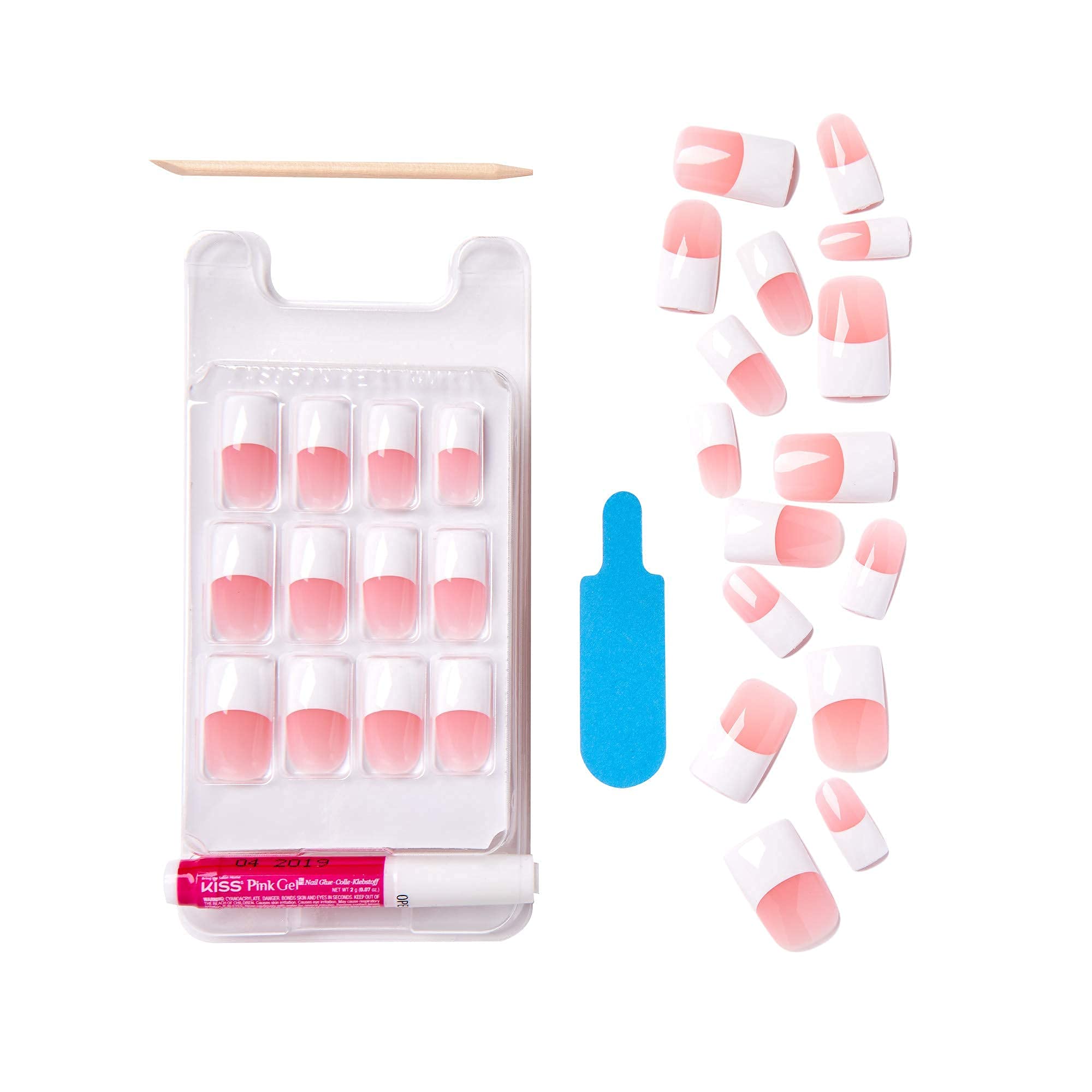 Kiss Salon Acrylique à la française 28 ongles durabilité et confort – port prolongé sans gêne.