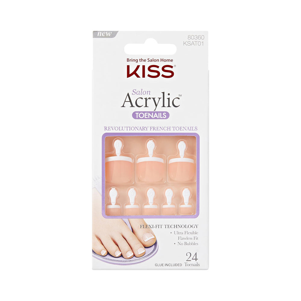 KISS Salon Acrylic sur les ongles d’orteils Walk Away, pose rapide et durable.