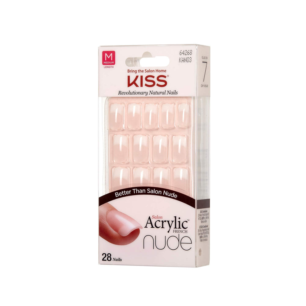 KISS Ongles acryliques couleur naturelle, image adaptation cuticule mince.