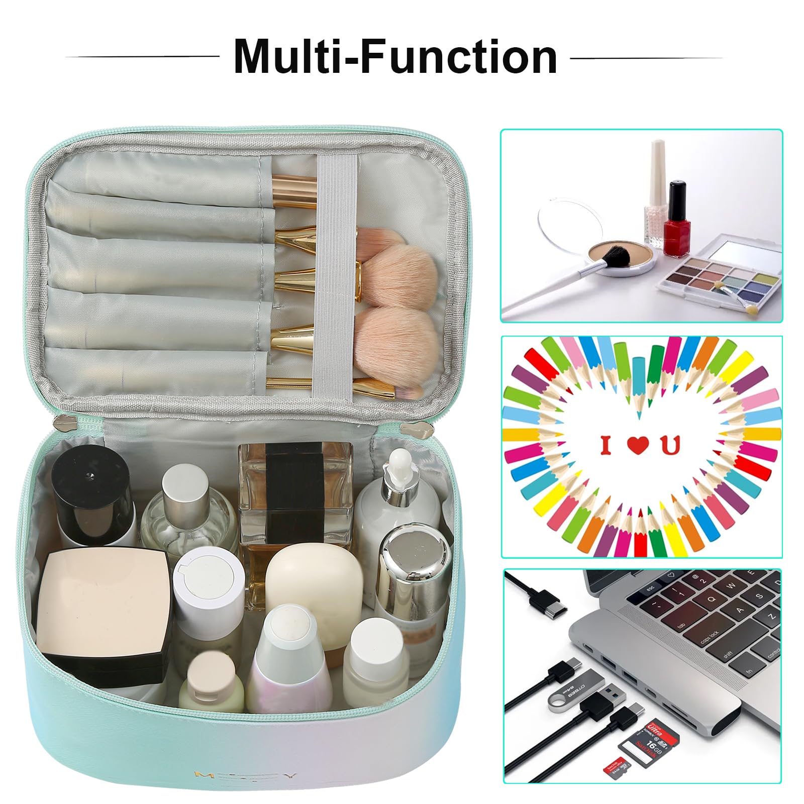 KITENROM Trousse maquillage intérieure avec bandes élastiques pour lipsticks et pinceaux.