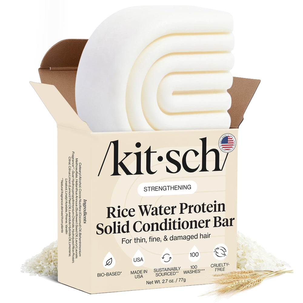 Kitsch barre conditionneur eau de riz, texture solide qui nourrit et démêle les cheveux durablement