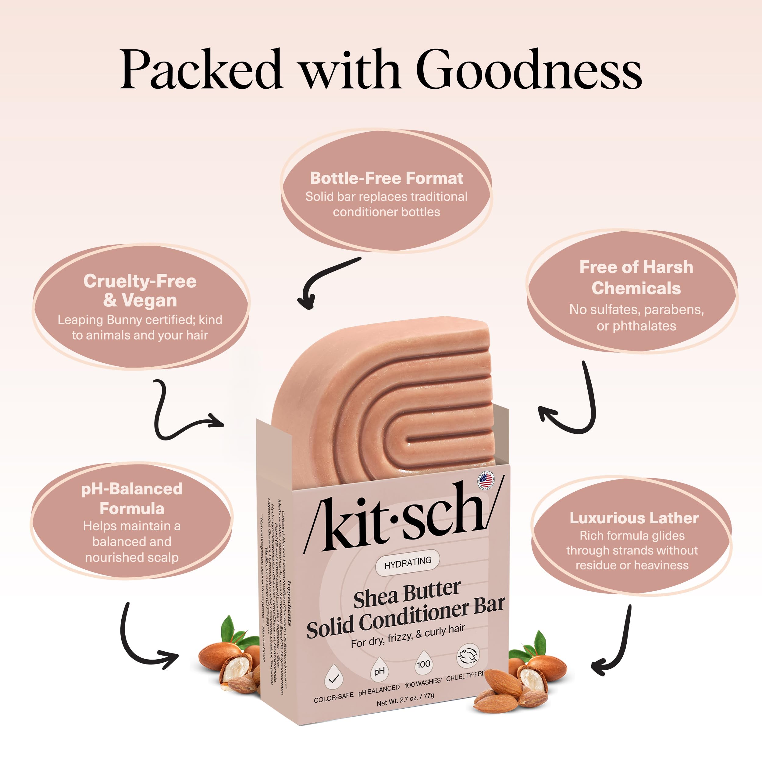 Kitsch Barre au karité – cheveux colorés hydratés sans décoloration ni lourdeur.