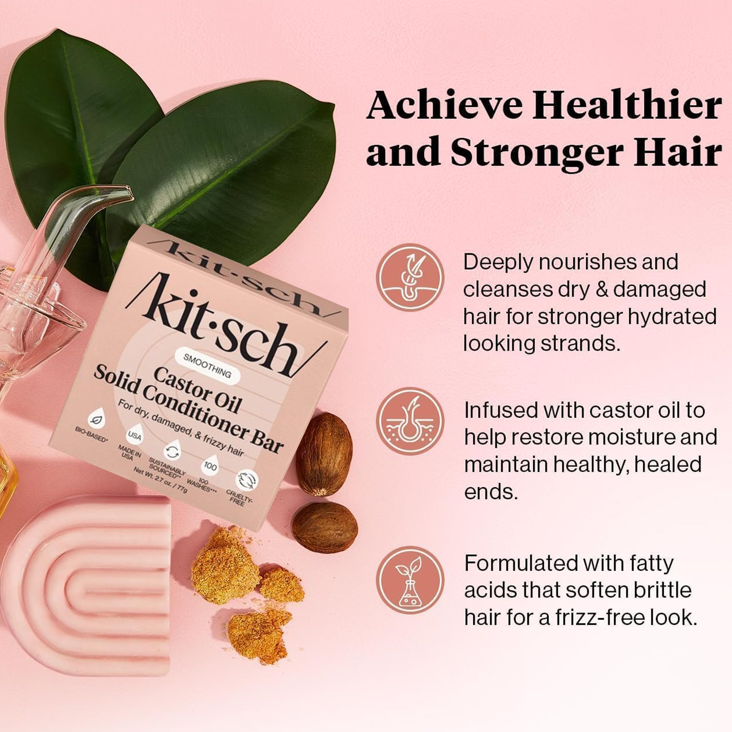 Kitsch barre-conditionneur-solide ricin anti-frisottis offre démêlage sans effort.