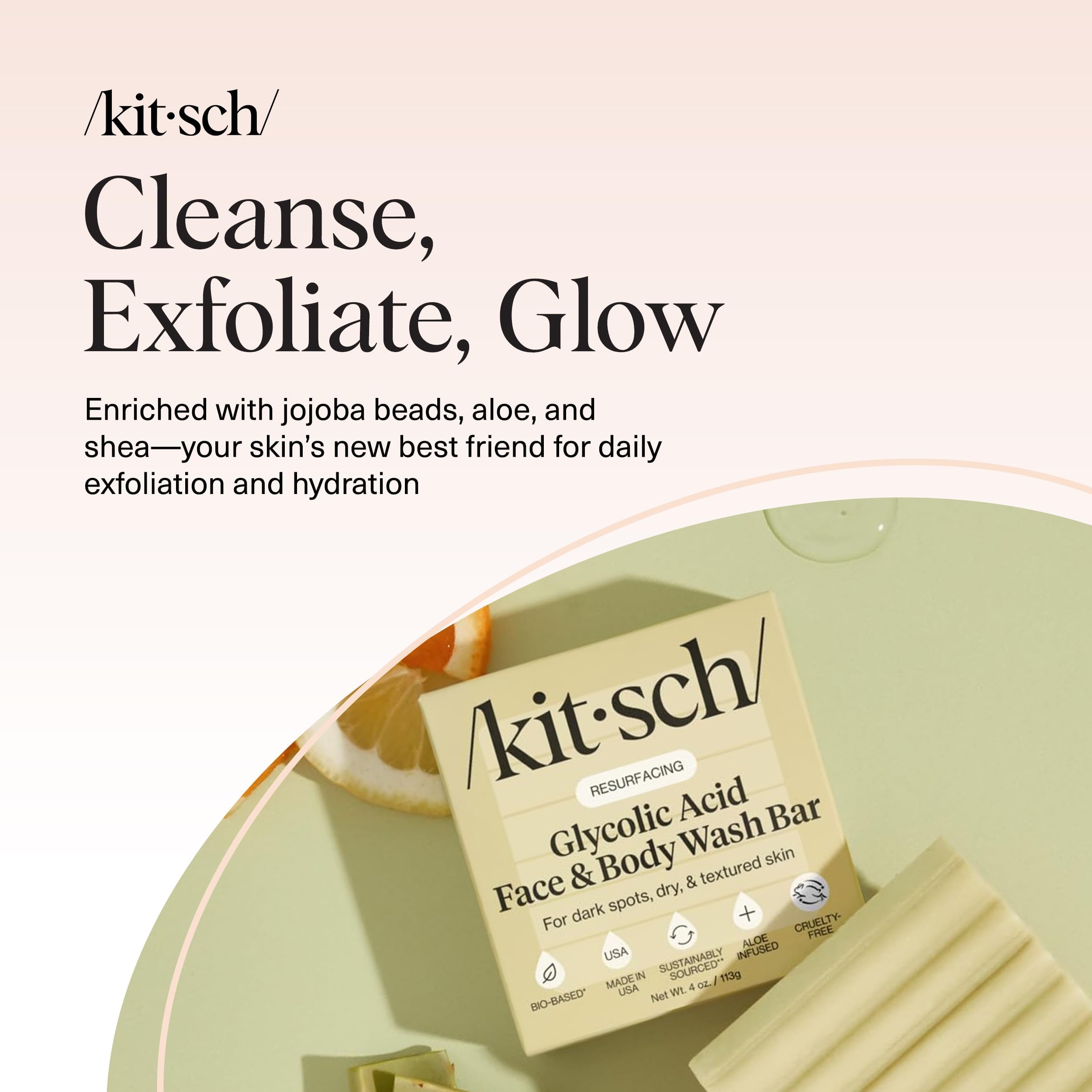 Kitsch barre adaptée peaux sensibles, hydratation délicate