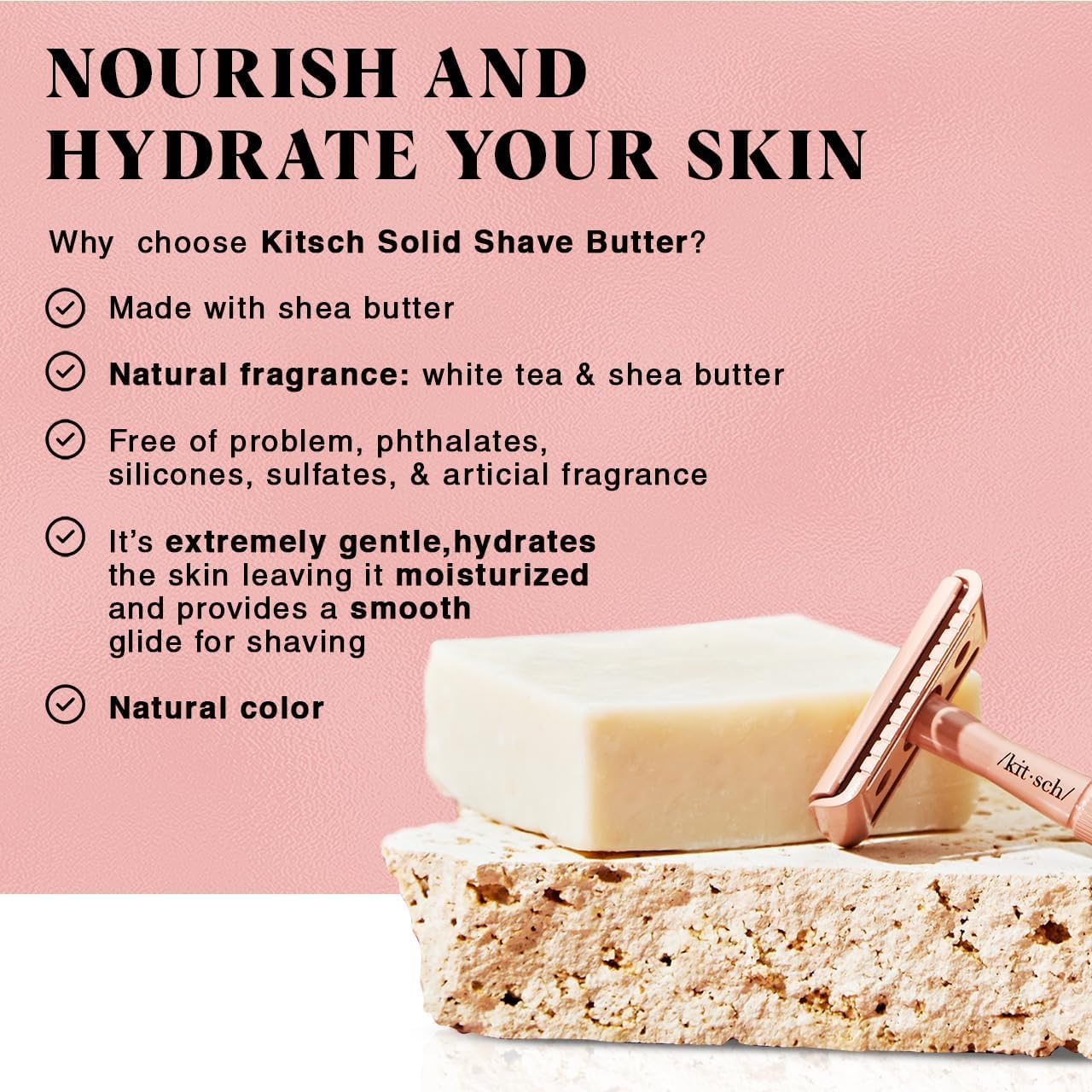 Kitsch barre soin quotidien nourrissante : soin hydratant pour le rasage quotidien