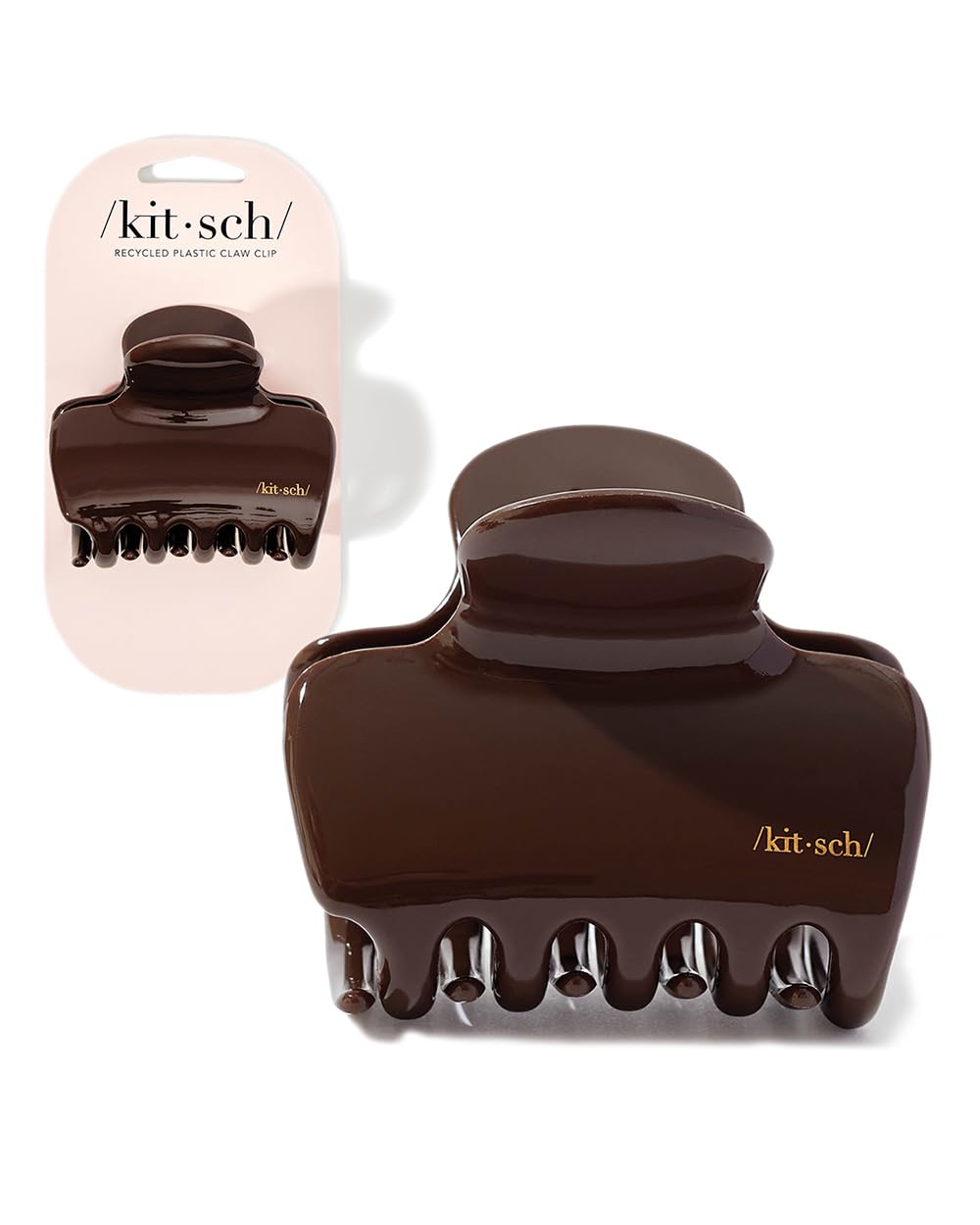 Kitsch barrette claw Puffy chocolat : clip cheveux pour demi-queue sécurisée et rapide.