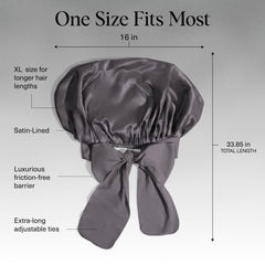 Kitsch bonnet satin anti-frizz doux charbon – réduit les frottements nocturnes.