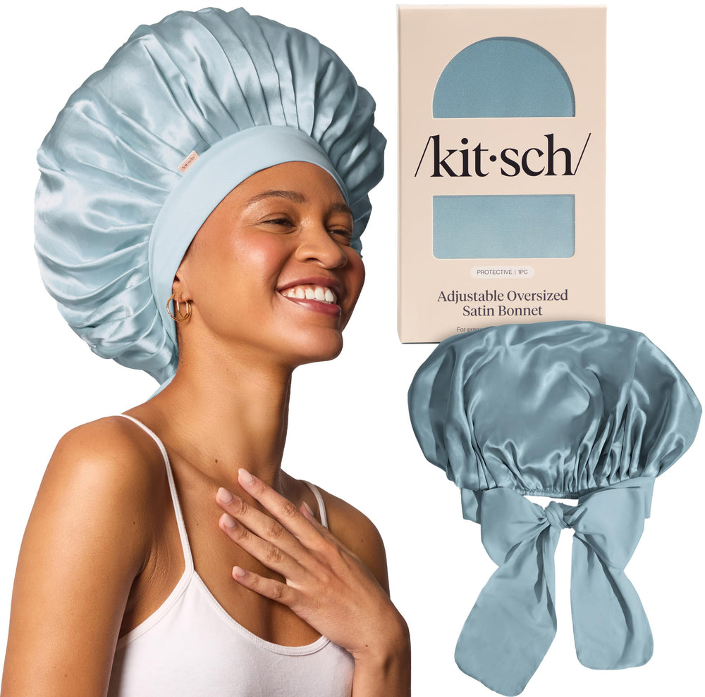 Bonnet Kitsch XL en satin porté pour une douceur nocturne.