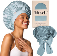 Bonnet Kitsch XL en satin porté pour une douceur nocturne.