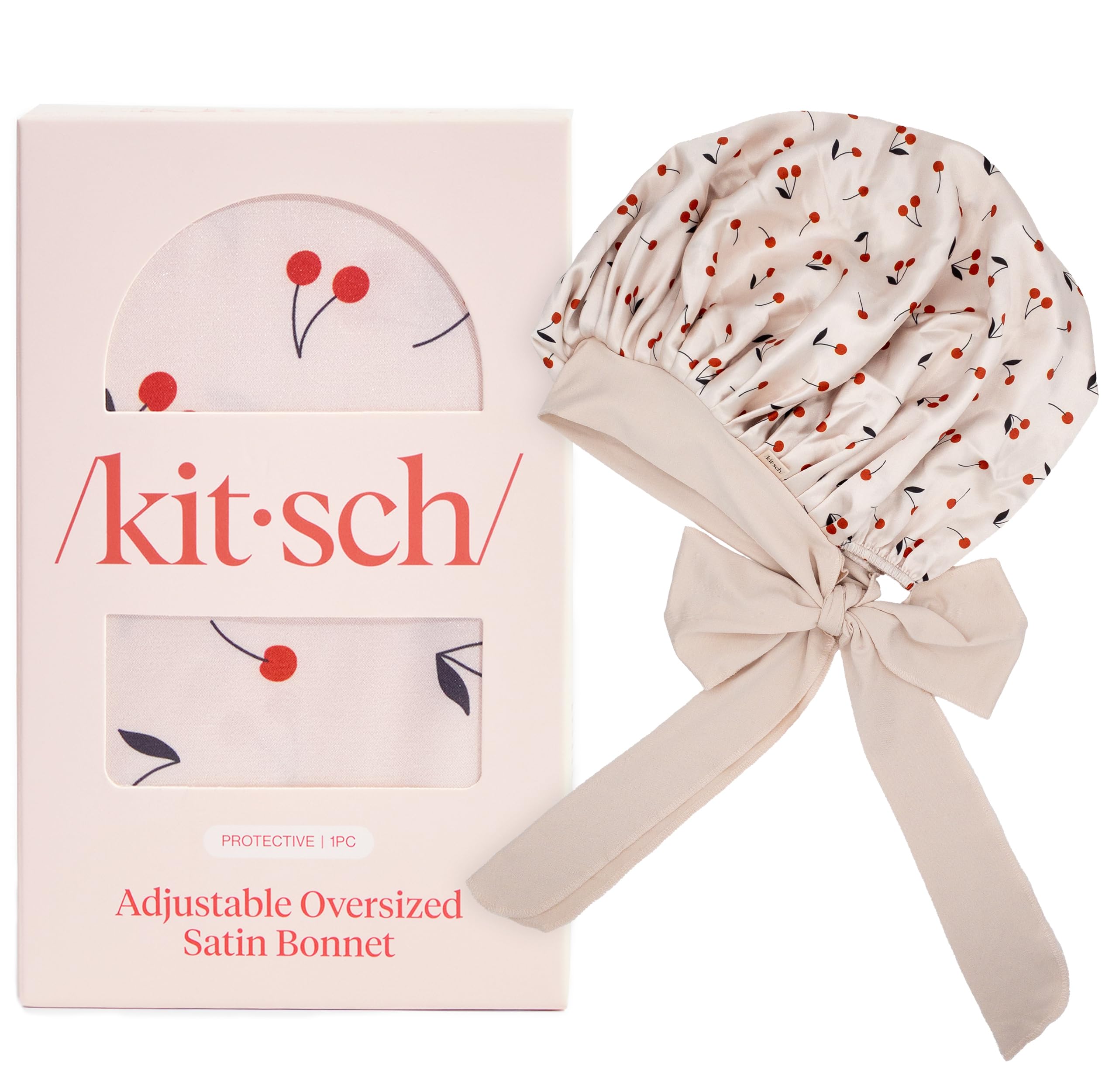 Bonnet satin XL Kitsch soin-bien-etre, expérience nocturne relaxante pour les cheveux.