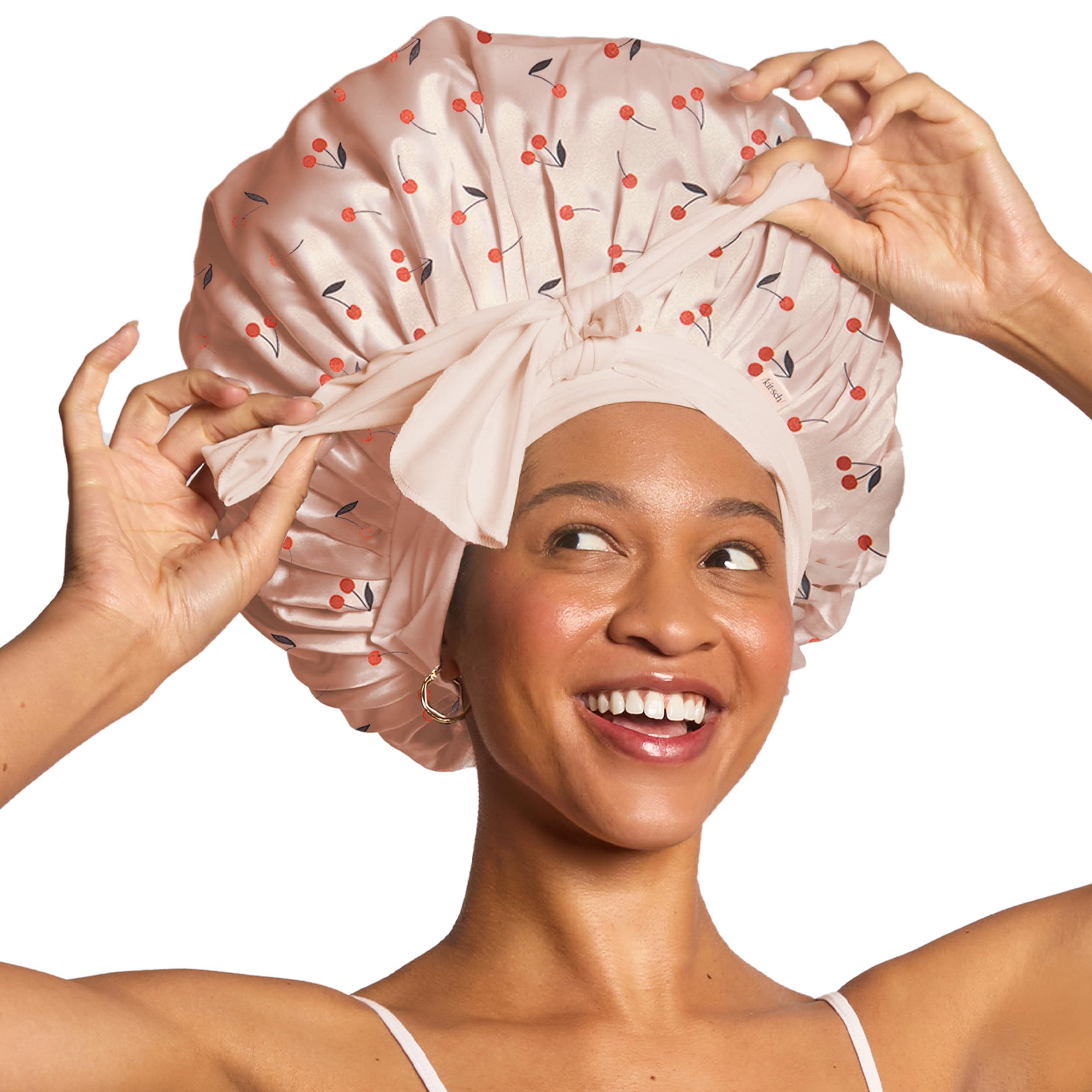 Bonnet satin XL Kitsch utilisation-nocturne, réveil plus lisse et sans nœuds.