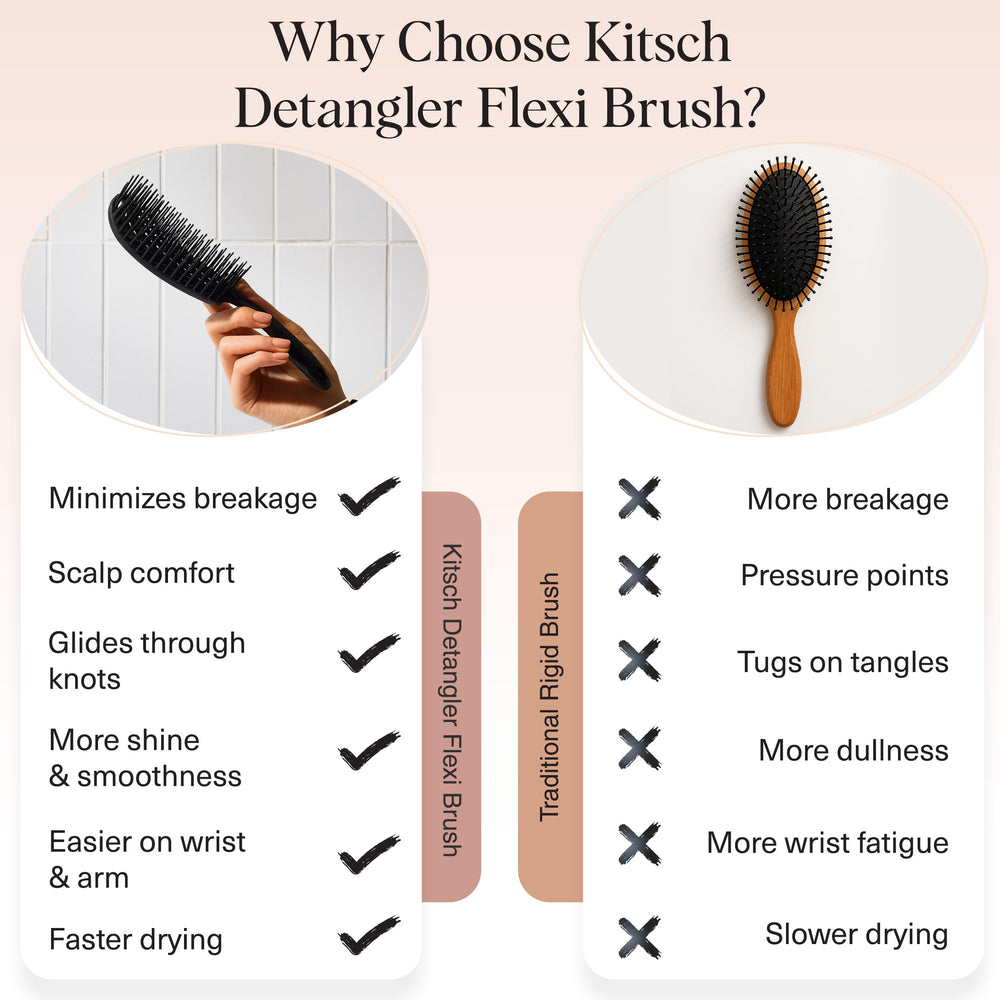 Cheveux mouillés démêlés avec Kitsch, réduction des cassures et tiraillements