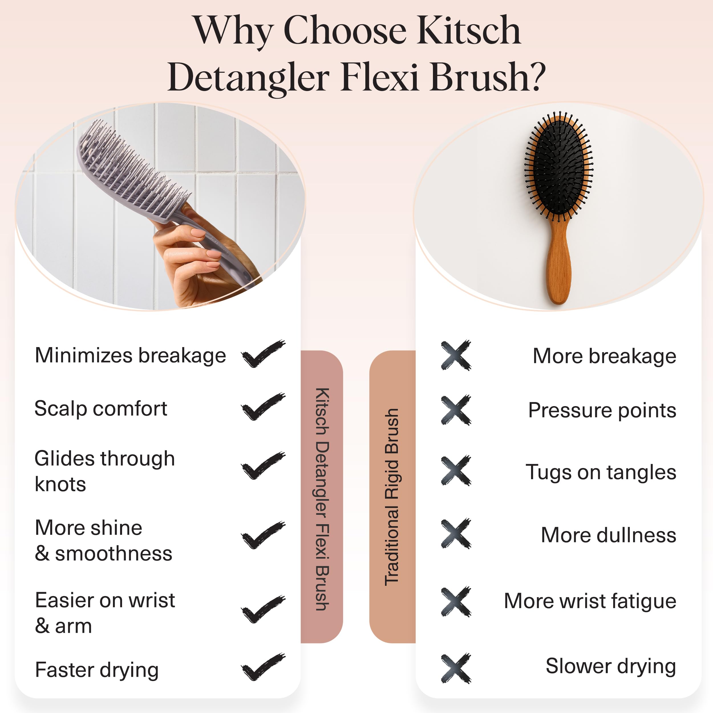 Kitsch Démêlant offre un massage du cuir chevelu tout en démêlant pour une sensation apaisante