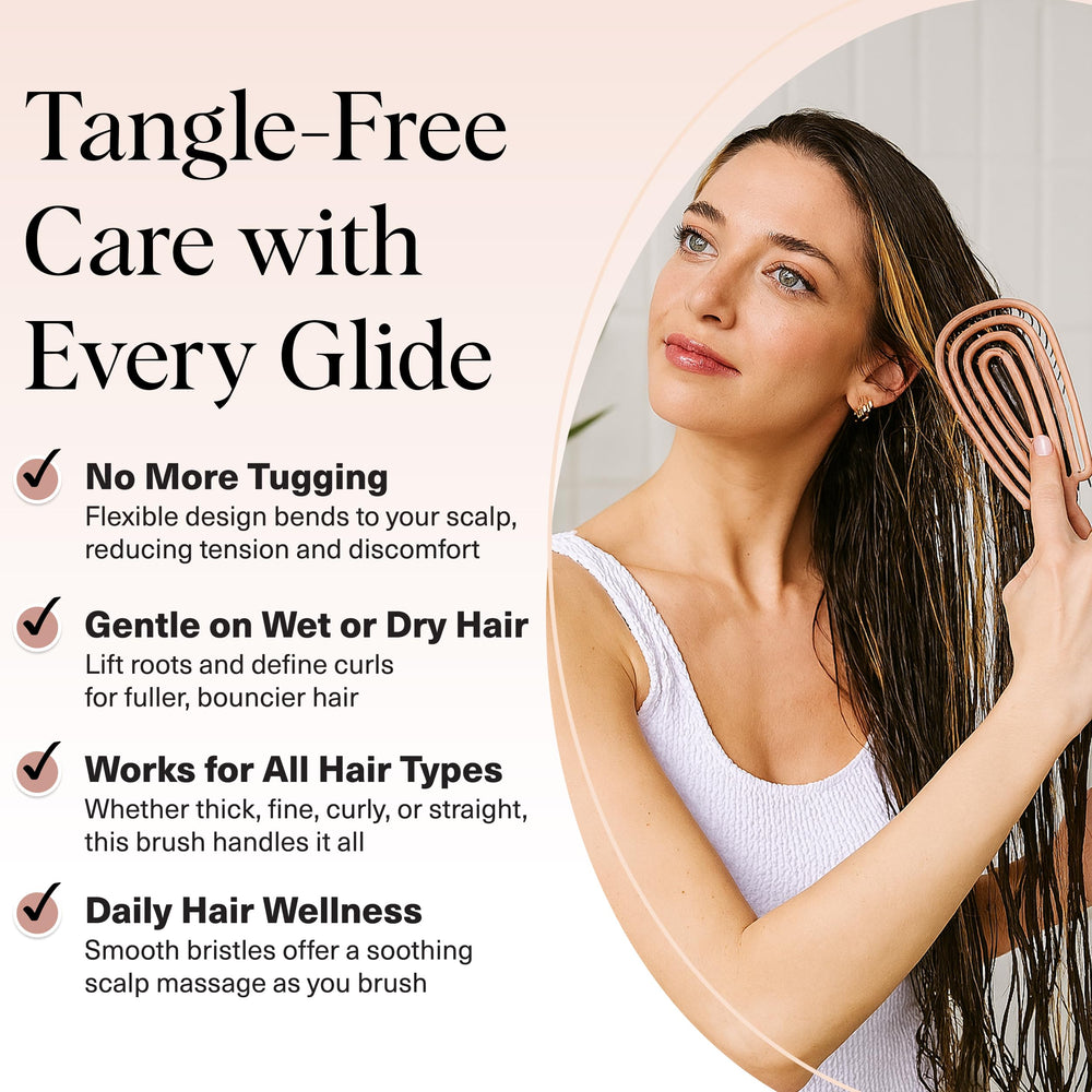 Brosse Kitsch massage cuir chevelu, démêle et stimule en douceur.