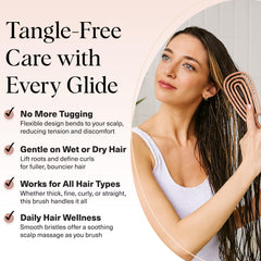 Brosse Kitsch massage cuir chevelu, démêle et stimule en douceur.