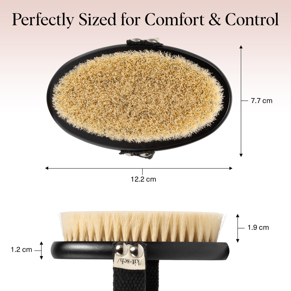 Brosse Kitsch prise-main confort: poignée ergonomique pour atteindre tout le corps.