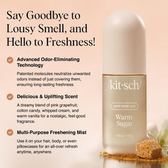 Kitsch brume-cheveux pamplemousse-rose-vanille – vaporisation facile pour un parfum durable.
