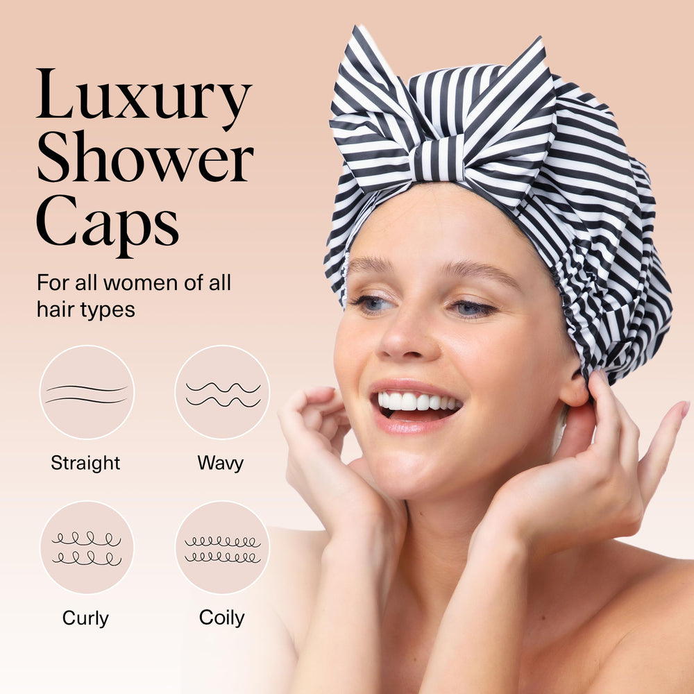 Capuchon douche Kitsch anti-glisse, maintien sécurisé après la douche.