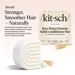 Kitsch cheveux avant-après conditionneur barre, montre l'effet lissant sur les pointes