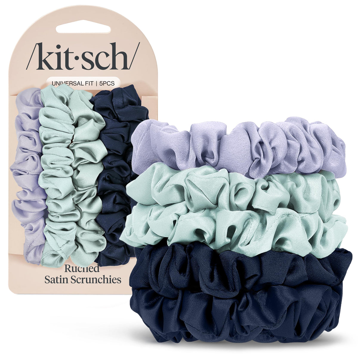 Chouchou satin Kitsch Garden Bouquet, ensemble sans pli pour cheveux délicats et quotidiens.