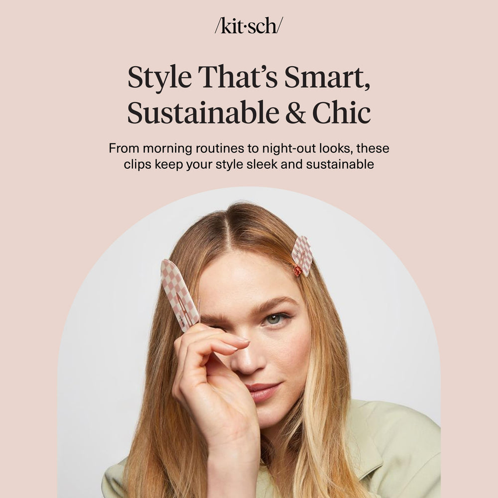Pinces Kitsch sans pli, carreaux terre cuite, maintien sûr des cheveux épais.