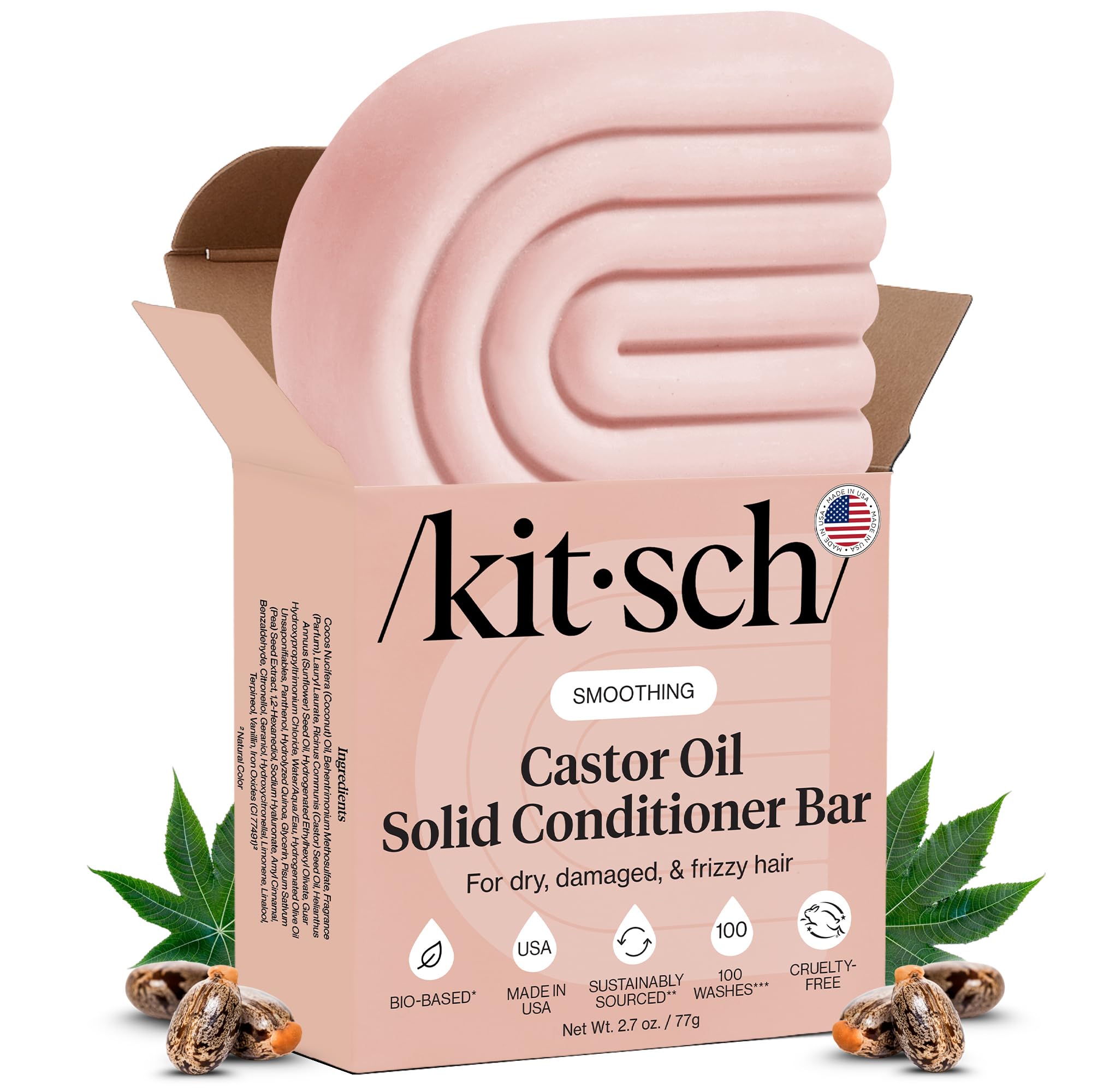 Kitsch conditionneur-bar ricin hydratant pour hydratation en profondeur des cheveux.