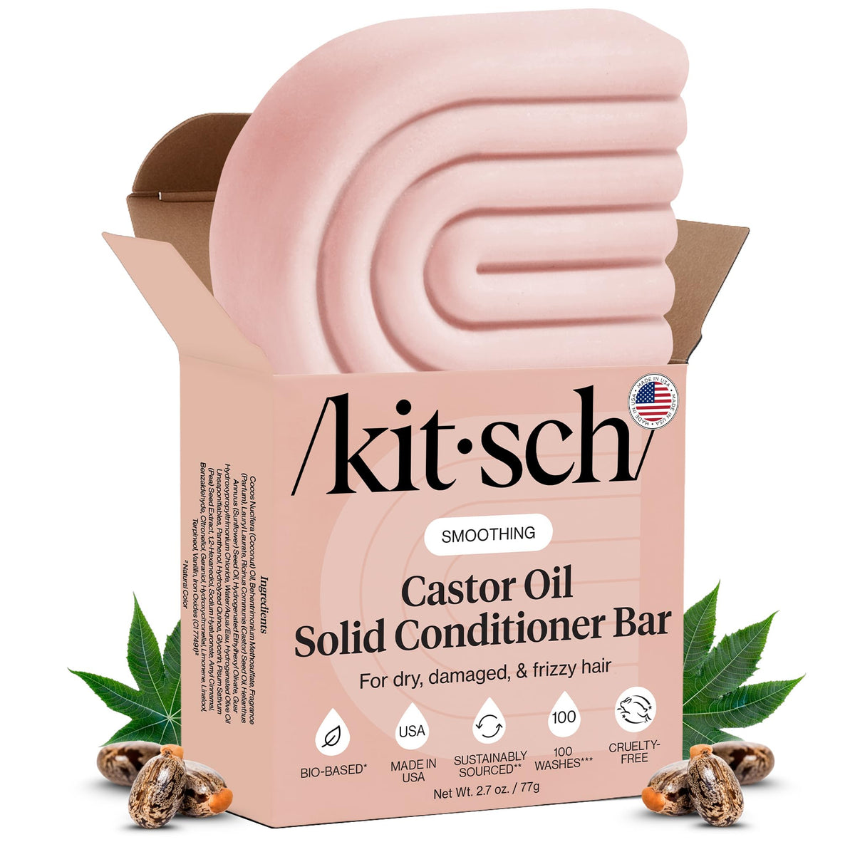 Kitsch conditionneur-bar ricin hydratant pour hydratation en profondeur des cheveux.
