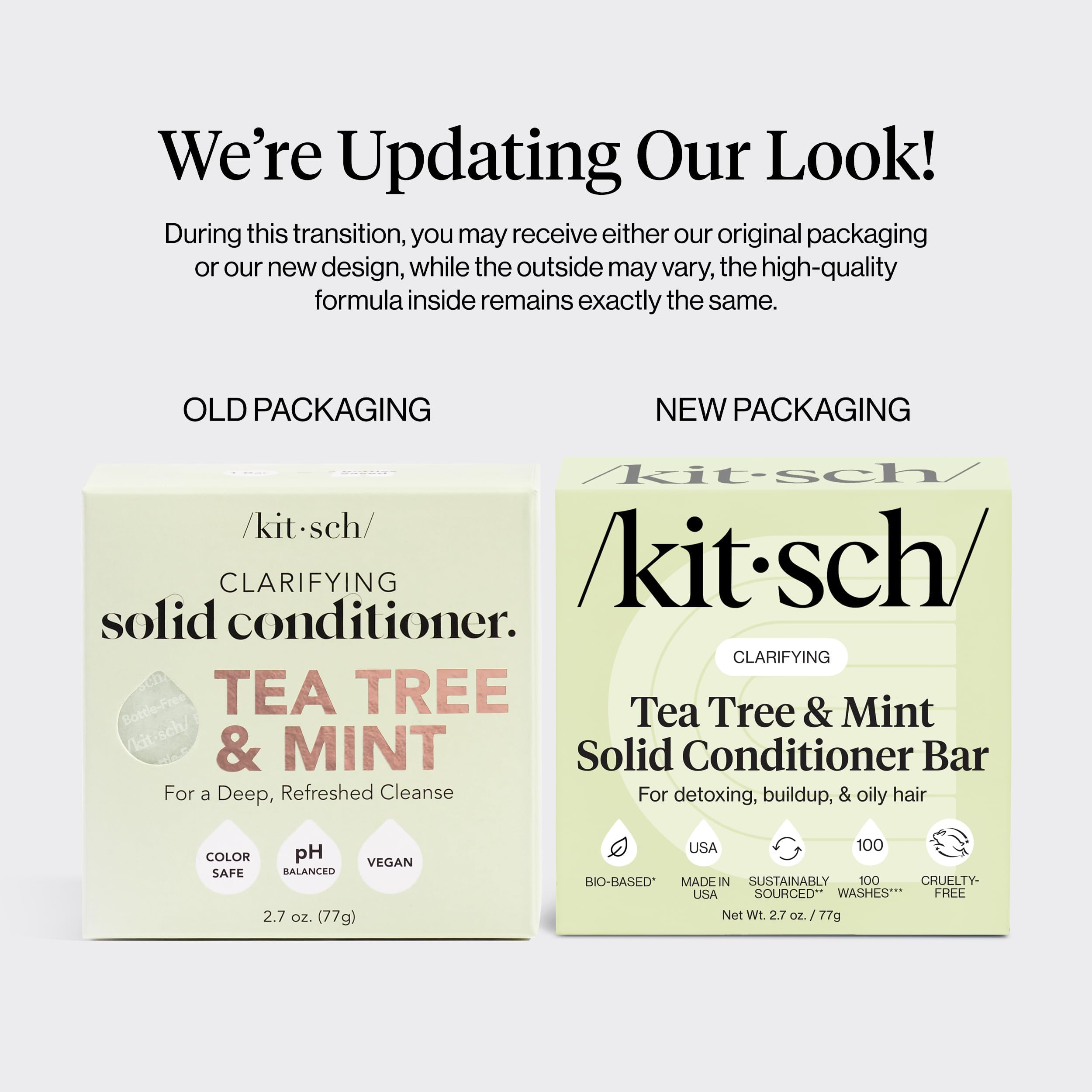 Kitsch barre-après-shampooing Tea Tree & Menthe – barre compacte, facile à transporter