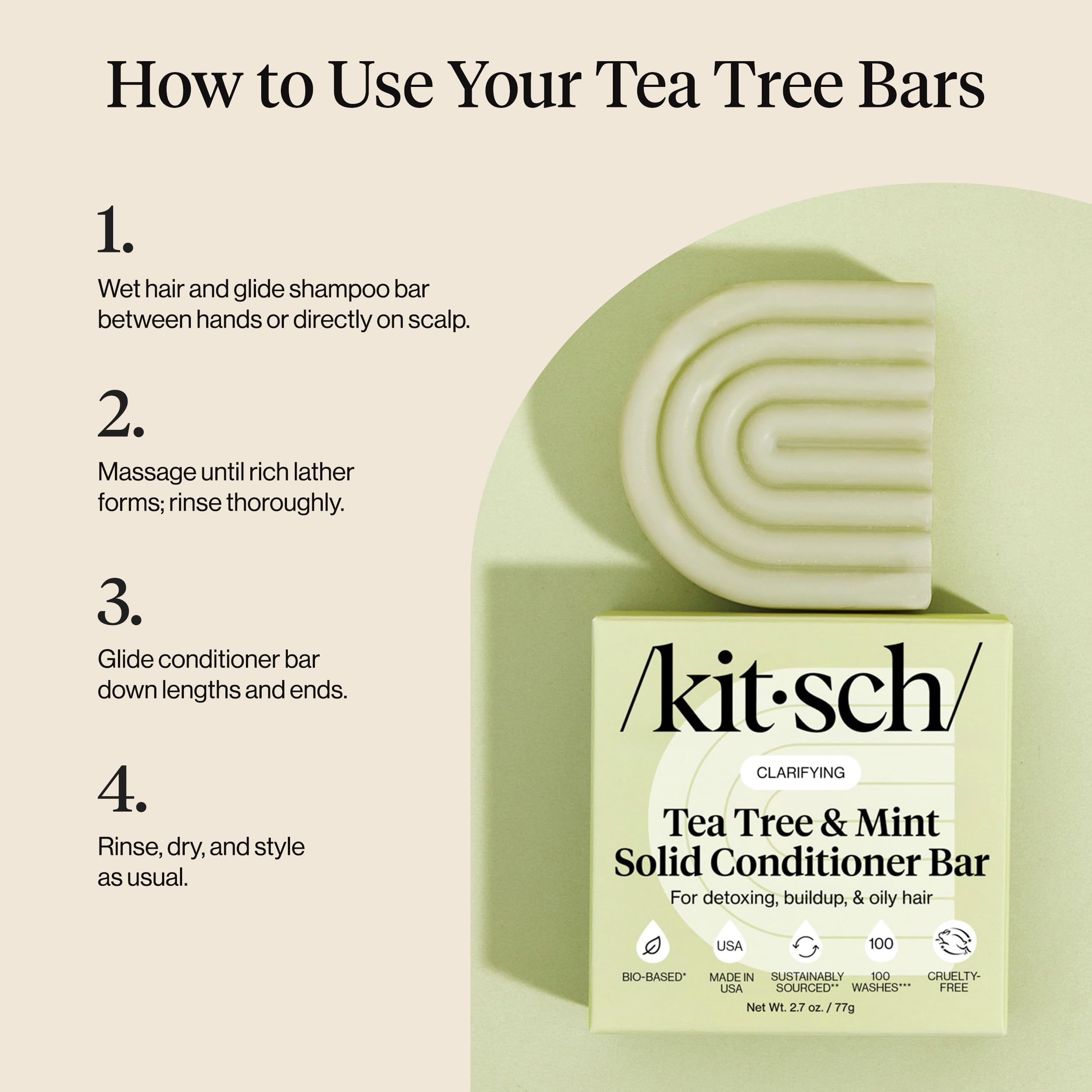 Kitsch Barre Tea Tree & Menthe – conditionneur solide végane et sans cruauté