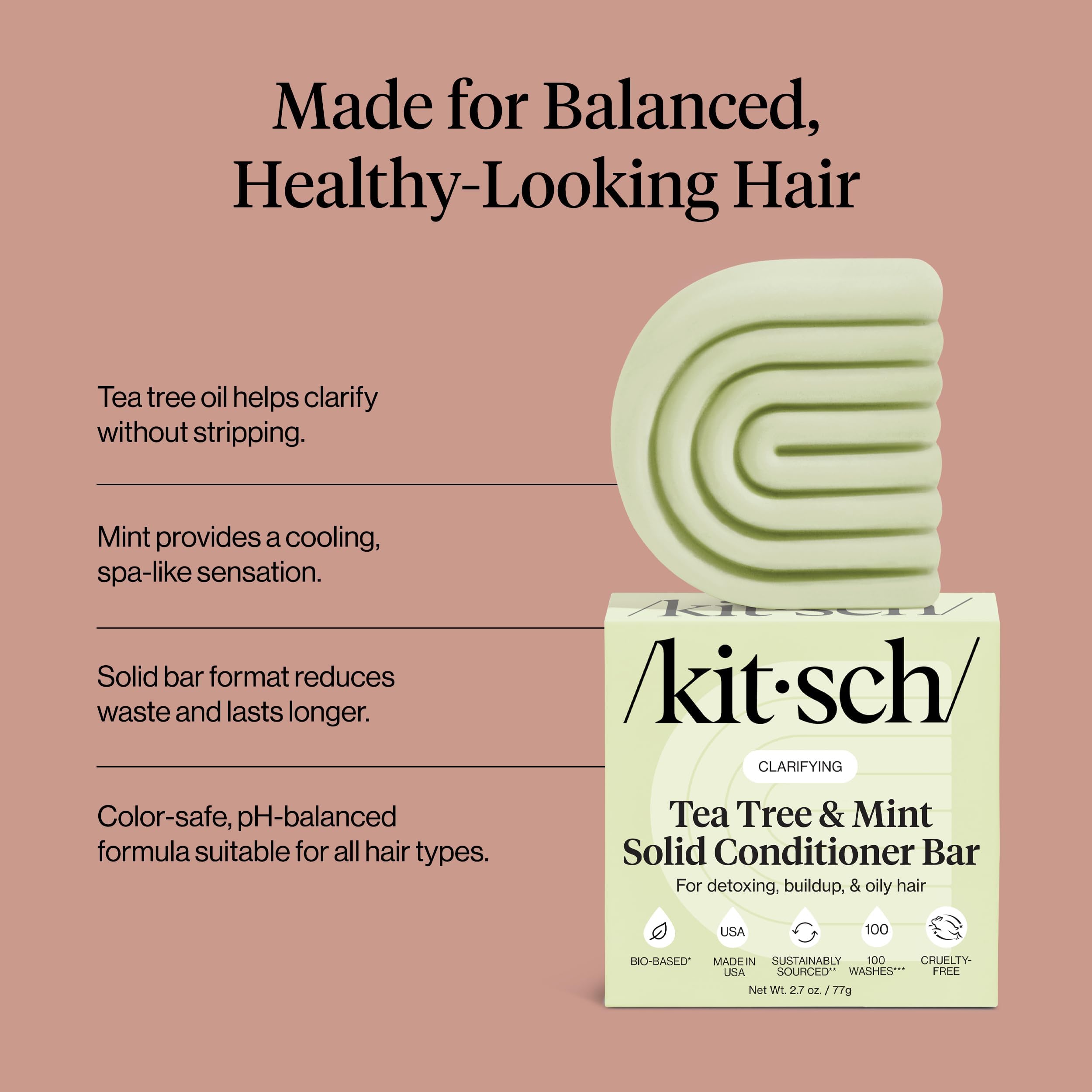 Kitsch Barre Tea Tree & Menthe – usage quotidien pour cheveux propres et frais