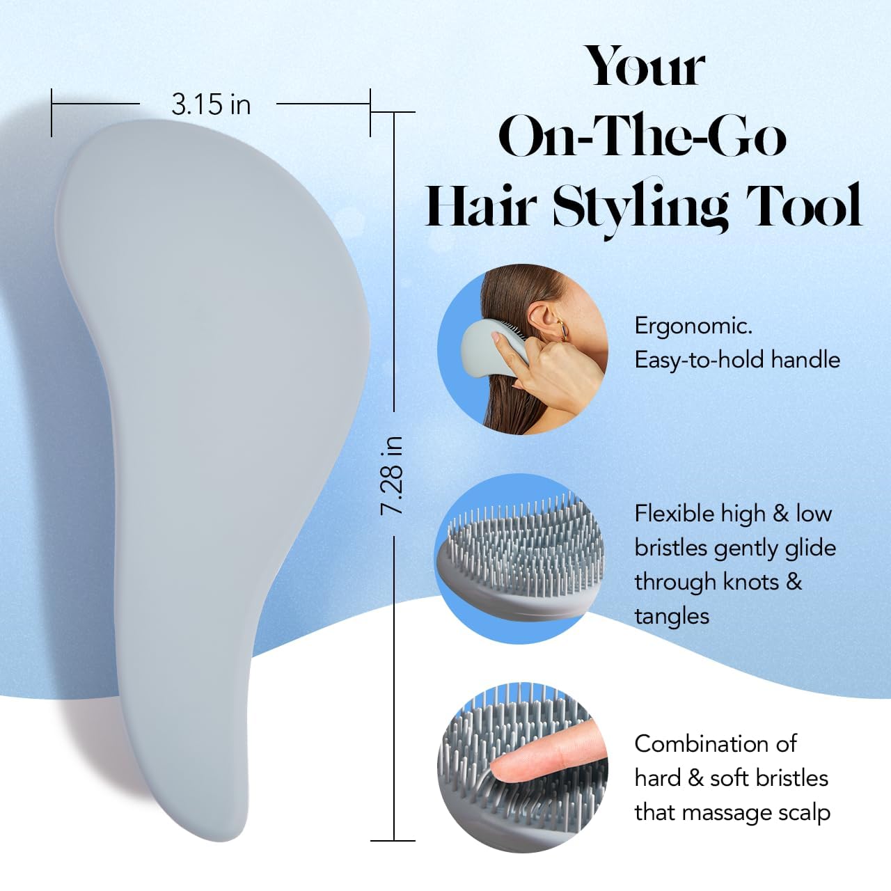 Brosse Kitsch pour cheveux humides démêlage rapide sans casse
