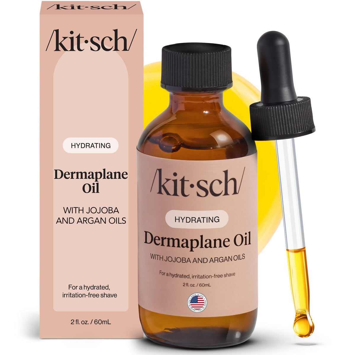 Kitsch Dermaplane huile visage en flacon 60 ml pour hydratation légère.