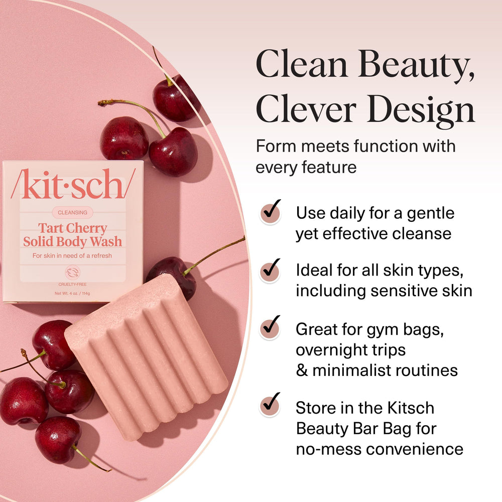 Kitsch Douche Solide arôme fruits roses jasmin revitalisant la peau.