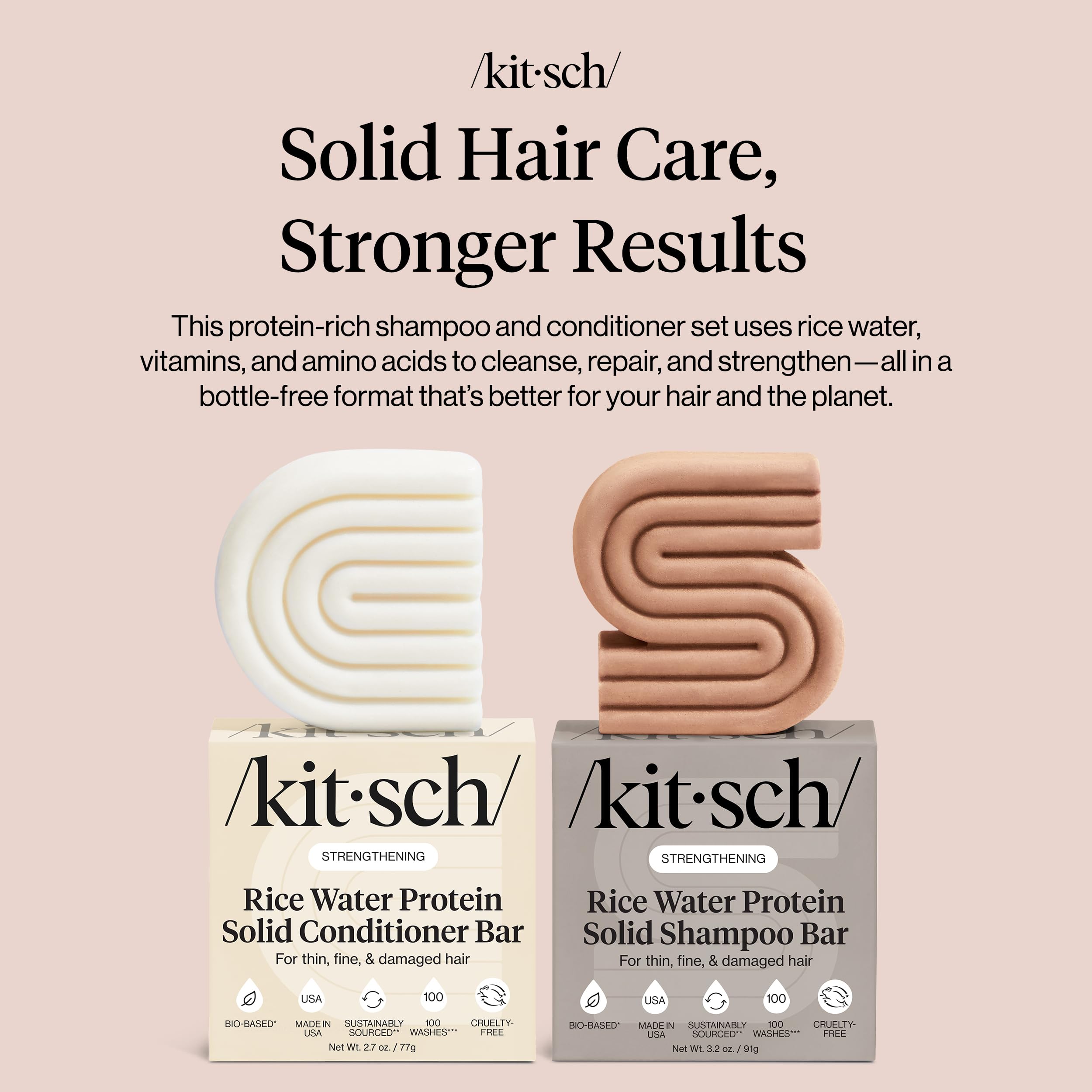 Kitsch ensemble-barres-solides-cheveux, duo écologique et pratique.