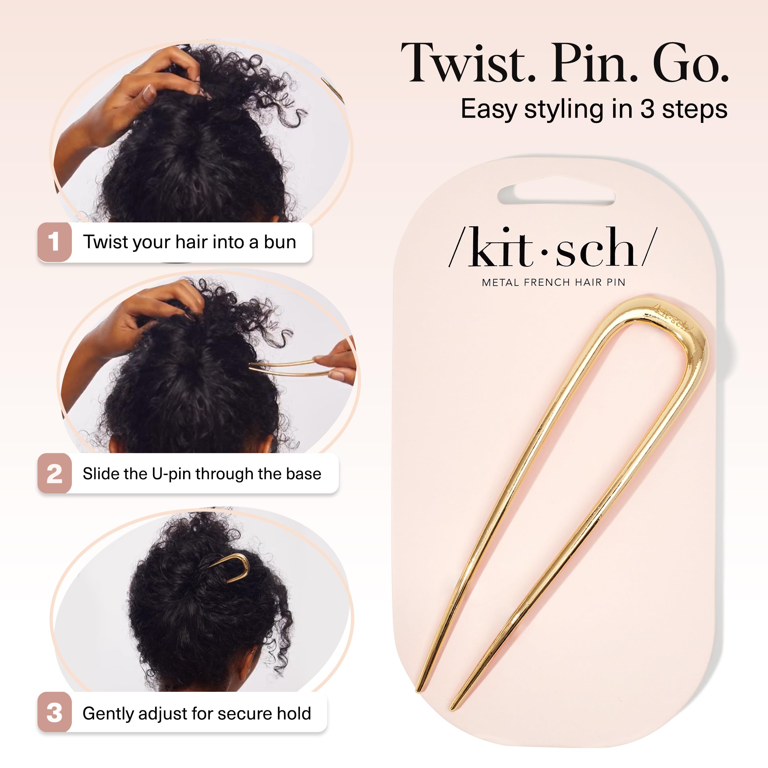 Épingle Kitsch, design minimaliste qui s’accorde à toutes les coiffures.