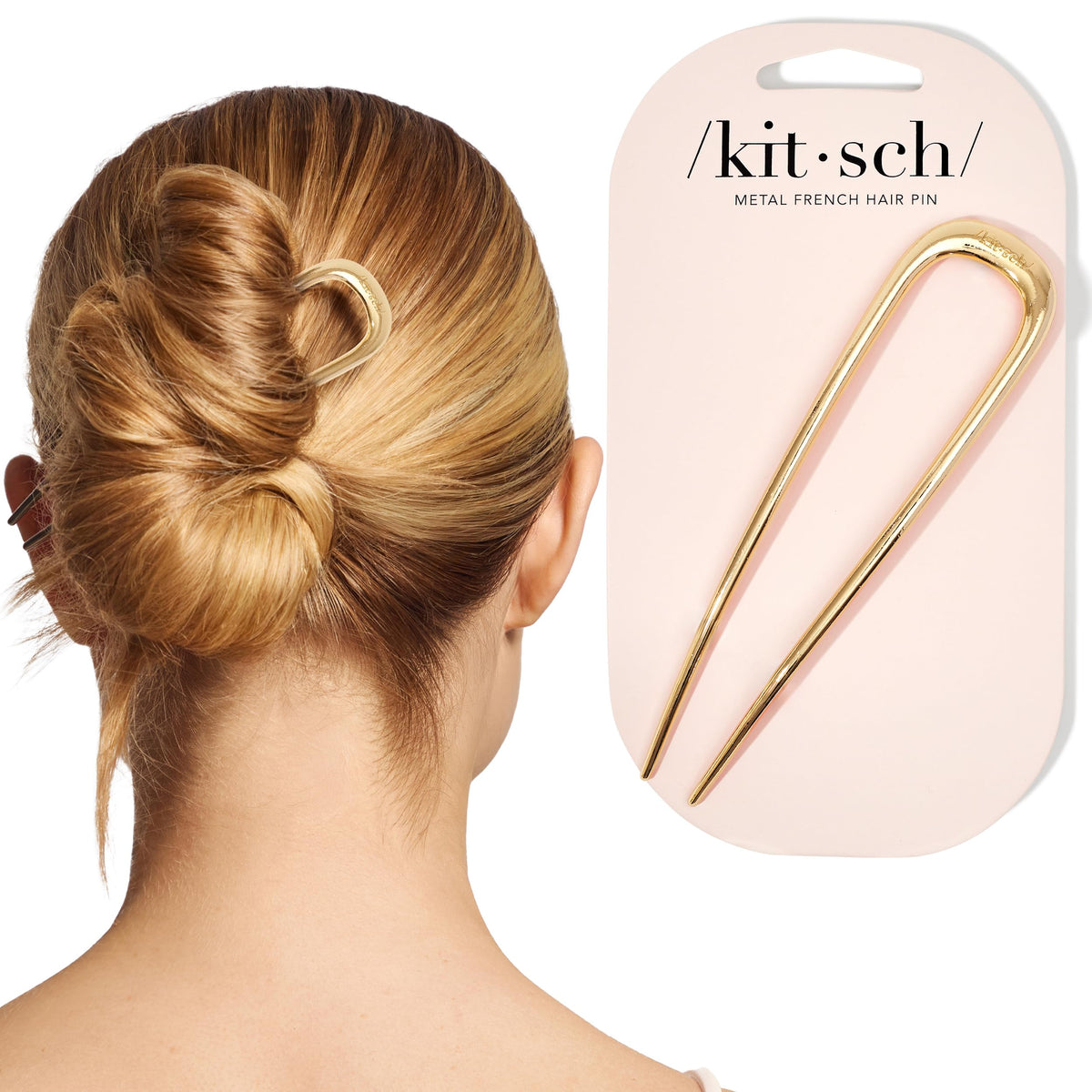 Épingle Kitsch dorée pour chignon élégant et maintien fiable toute la journée.