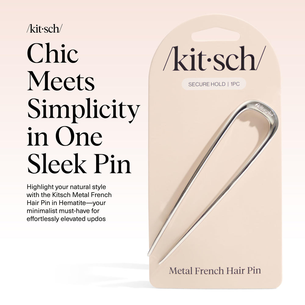 Kitsch épingle-cheveux métal Français argent détail embout lisse pour coiffage sans accrocs.