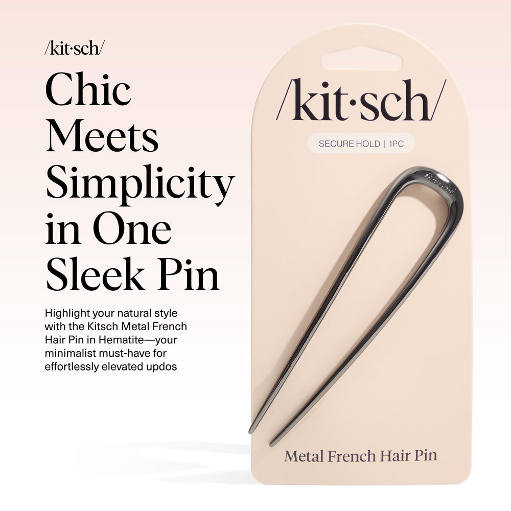Épingle Kitsch hematite portée dans le sac pour retouches rapides.