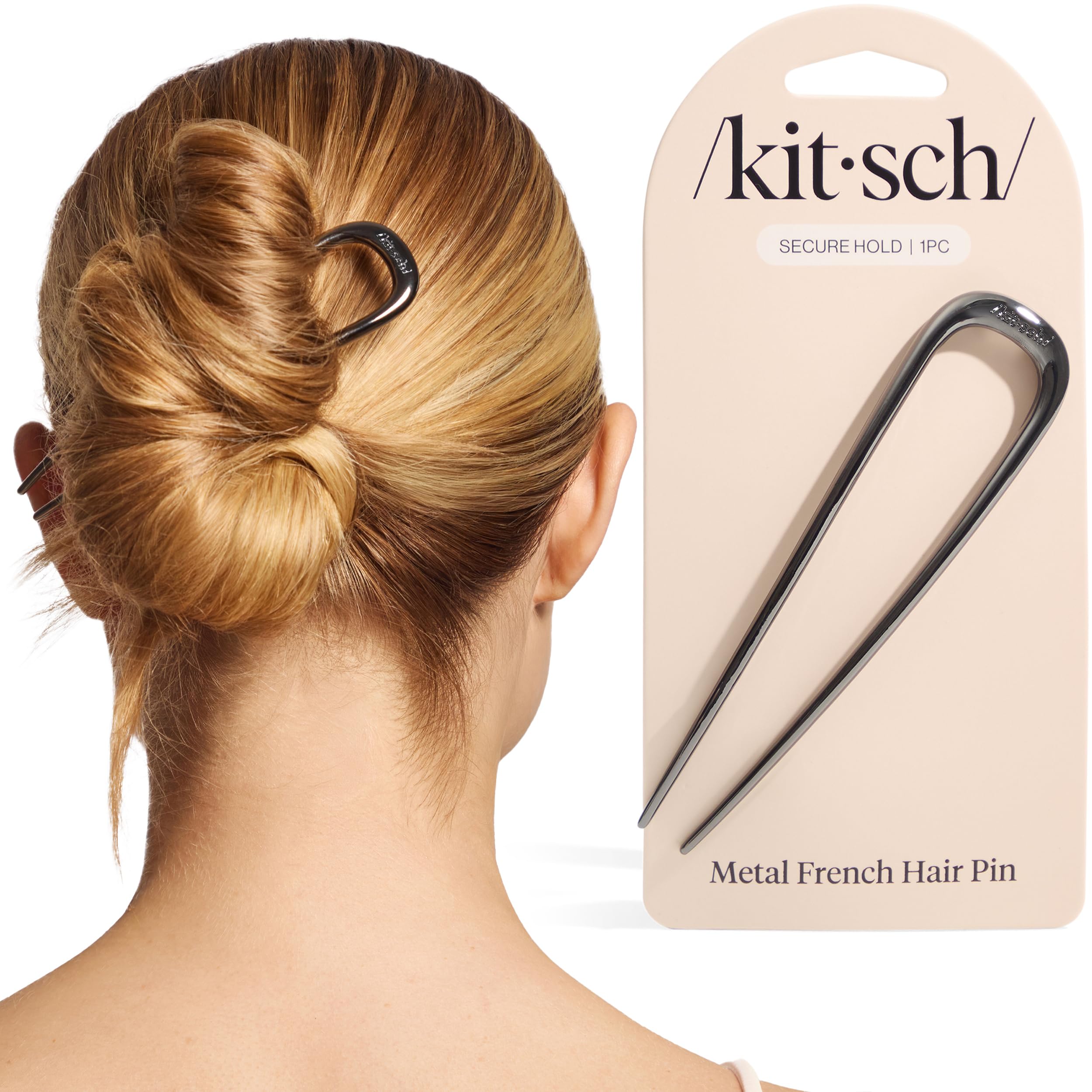 Épingle Kitsch en métal hematite, zoom sur la glisse douce sans accrocher.