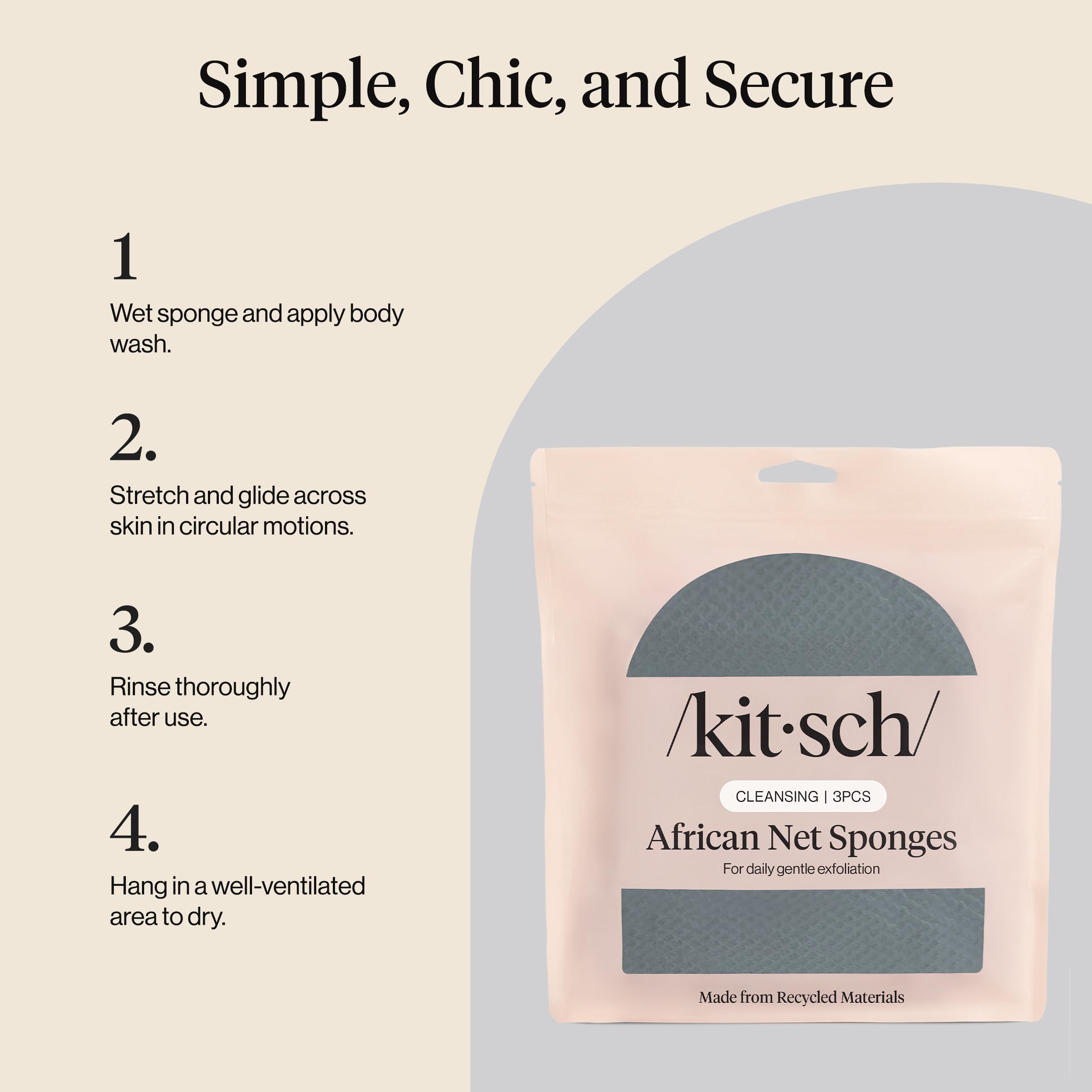 Kitsch éponge réseau africain, accessoire de douche apprécié par toute la famille.