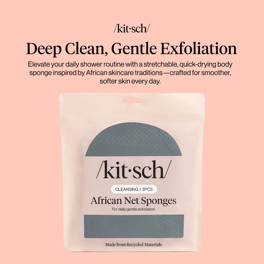 Kitsch Éponge réseau africain prête à atteindre le dos avec douceur.