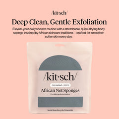 Kitsch Éponge réseau africain prête à atteindre le dos avec douceur.