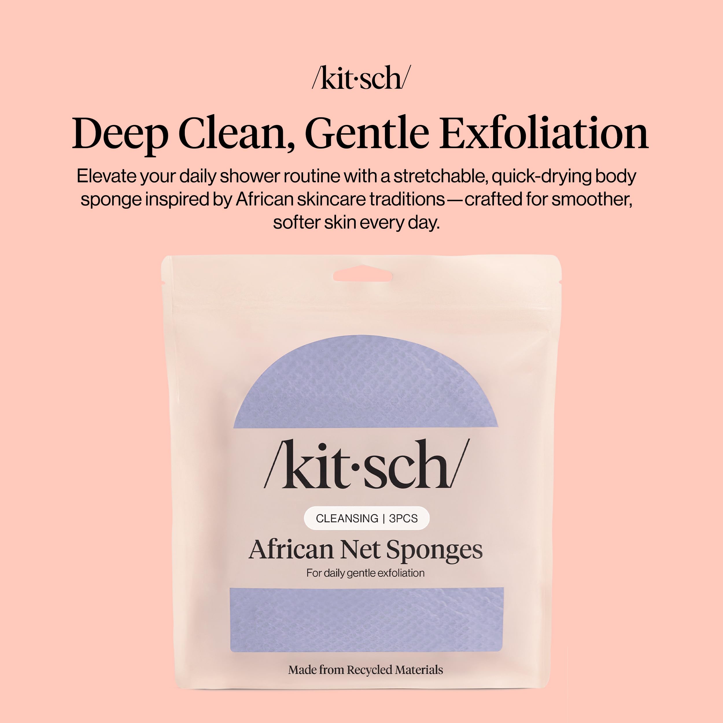 Détail du maillage extensible des éponges Kitsch pour exfolier en profondeur